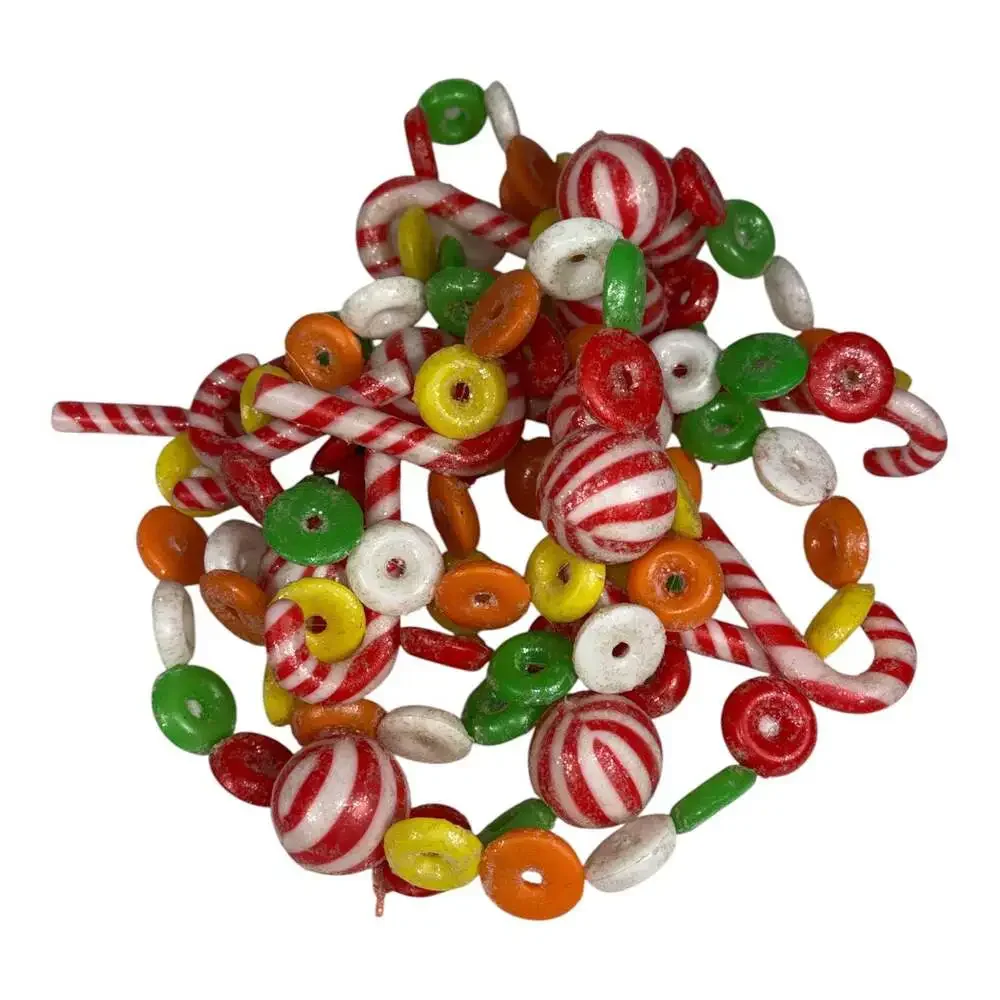 Vintage 9' Blow Mold Sugared Life Saver Peppermint Candy Canes Christmas Garland